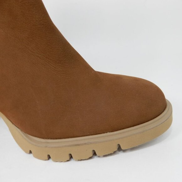 Paul Green Selma Lug Sole Bootie Ankle Boots US 8.5 Buckle Moto Tan Nubuck NEW - Picture 5 of 13